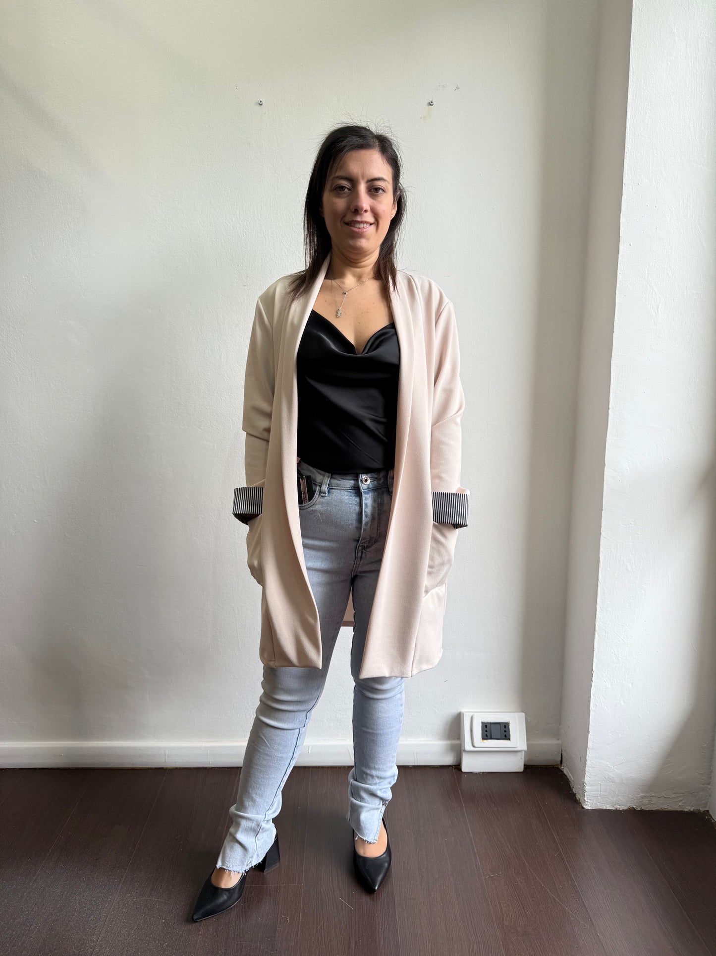 Cardigan con polsini a righe