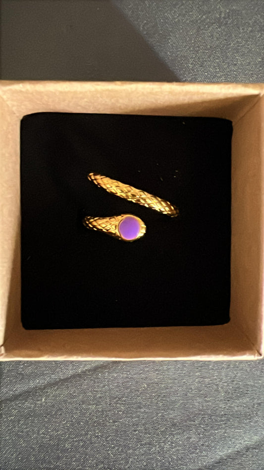 Anello serpentino con pietra colorata