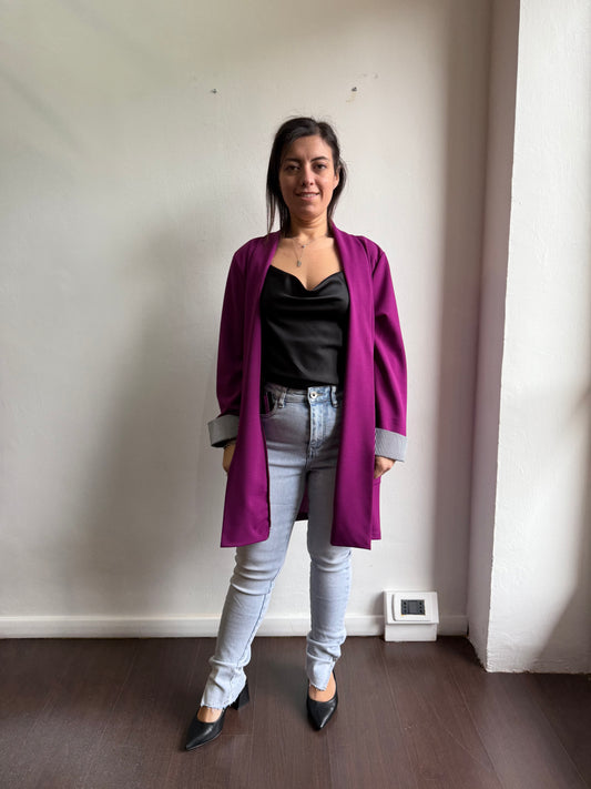 Cardigan con polsini a righe
