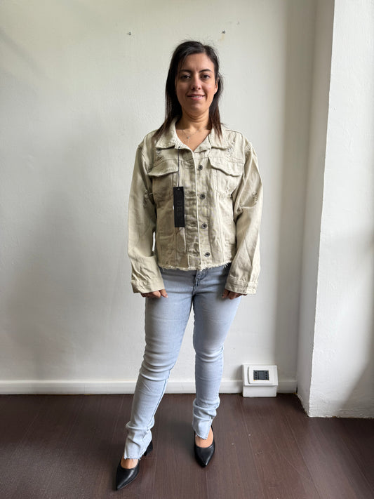 Giacca denim frangiata