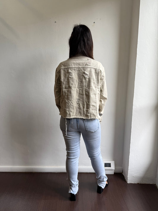 Giacca denim frangiata