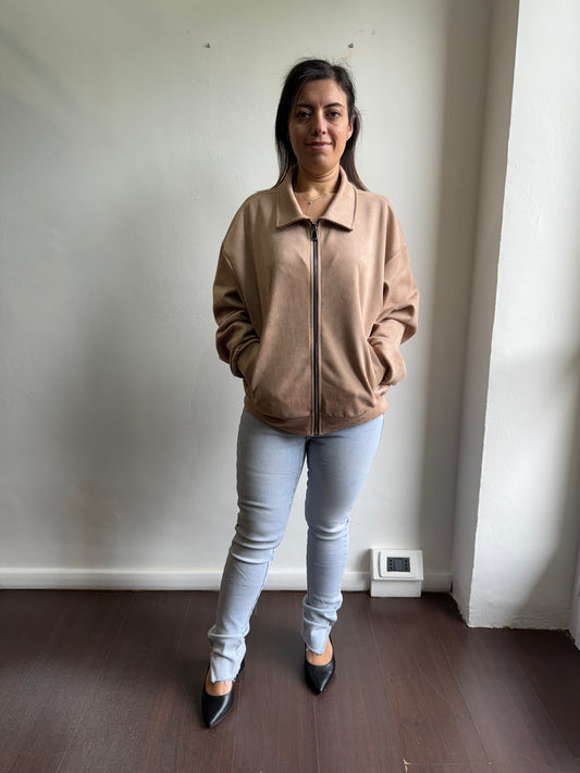 Giacca scamosciata con zip